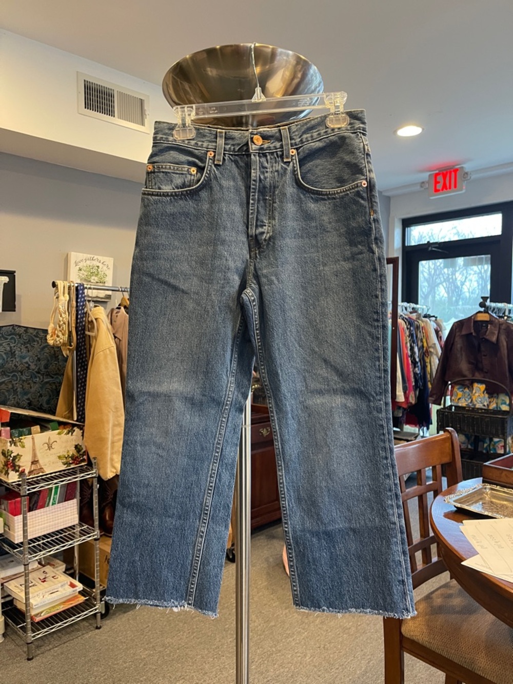 Dôen High Rise Straight Leg Cropped Jeans Size 26 Organic Cotton USA